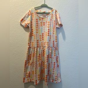 White girl's summer dress with colorful hearts print, size 10